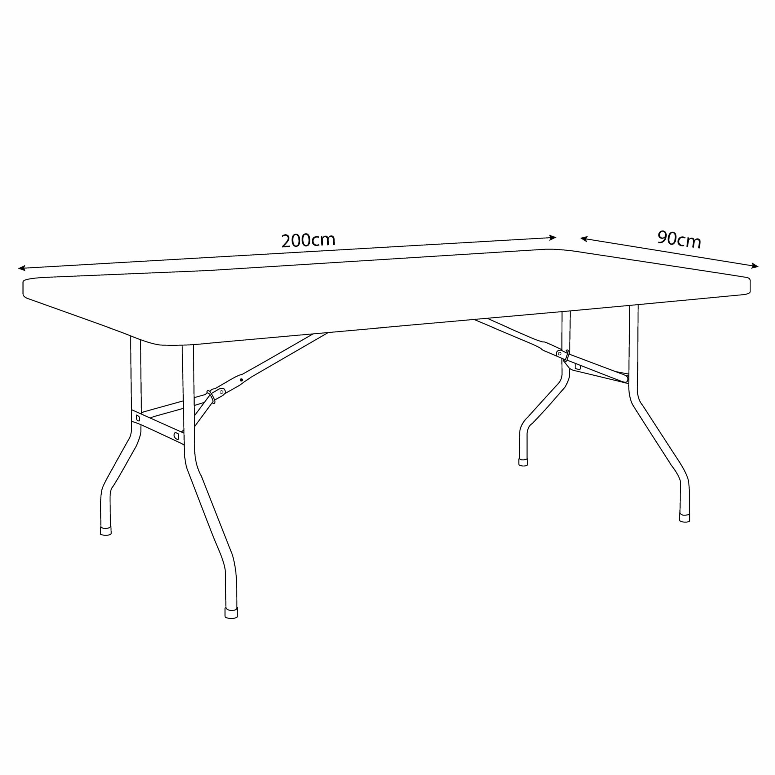 Table pliante rectangulaire 200x90cm (blanc) – Image 3