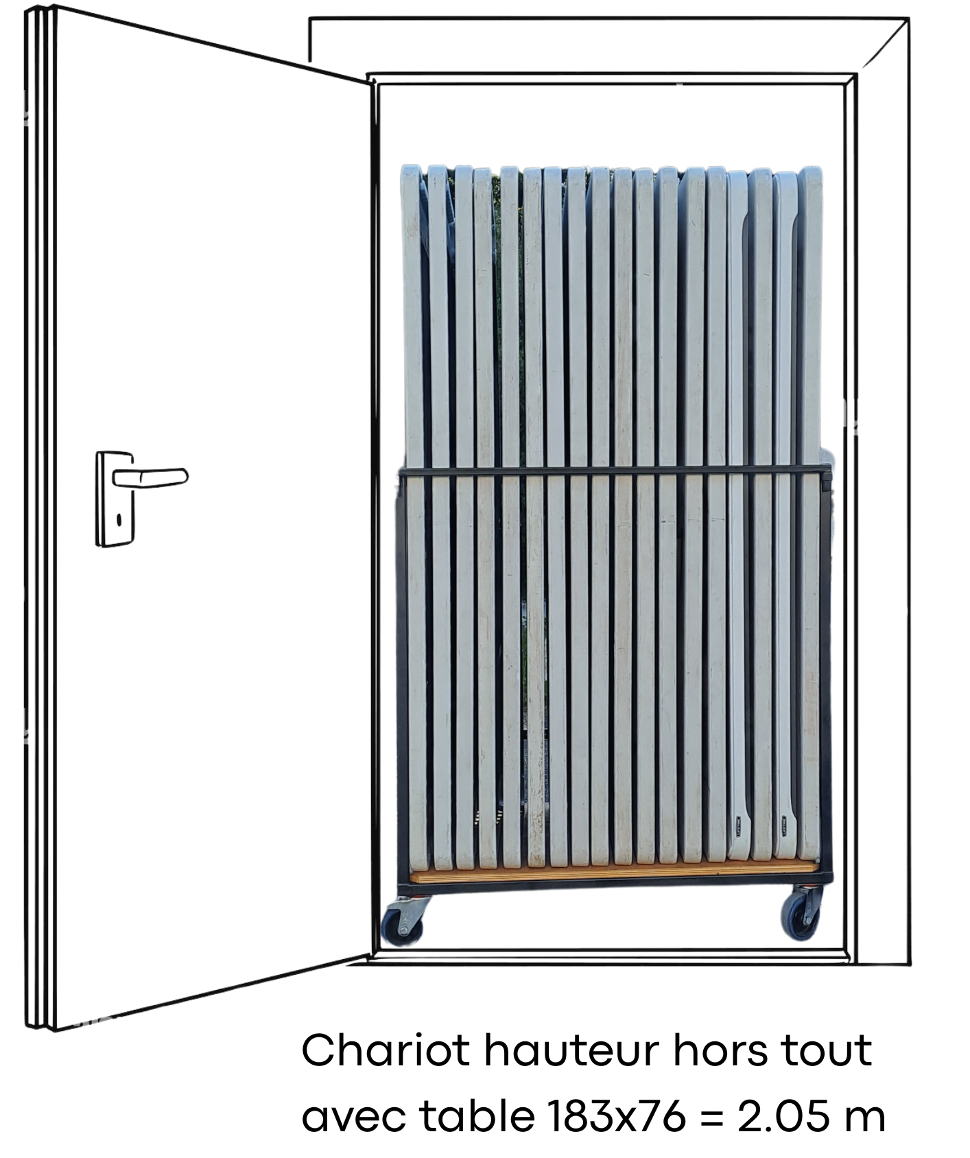 Pack de 1 Chariot EXCLUSIF + 20 tables 183x76 – Image 4